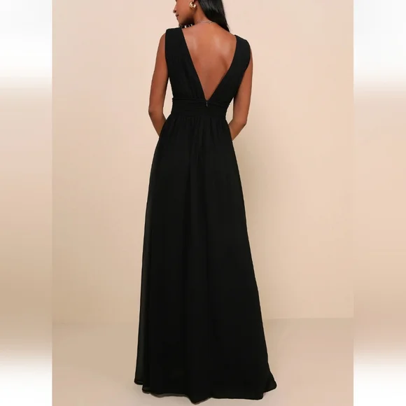 Lulus NWOT Heavenly Hues Black Maxi Dress Size L - Picture 2 of 11